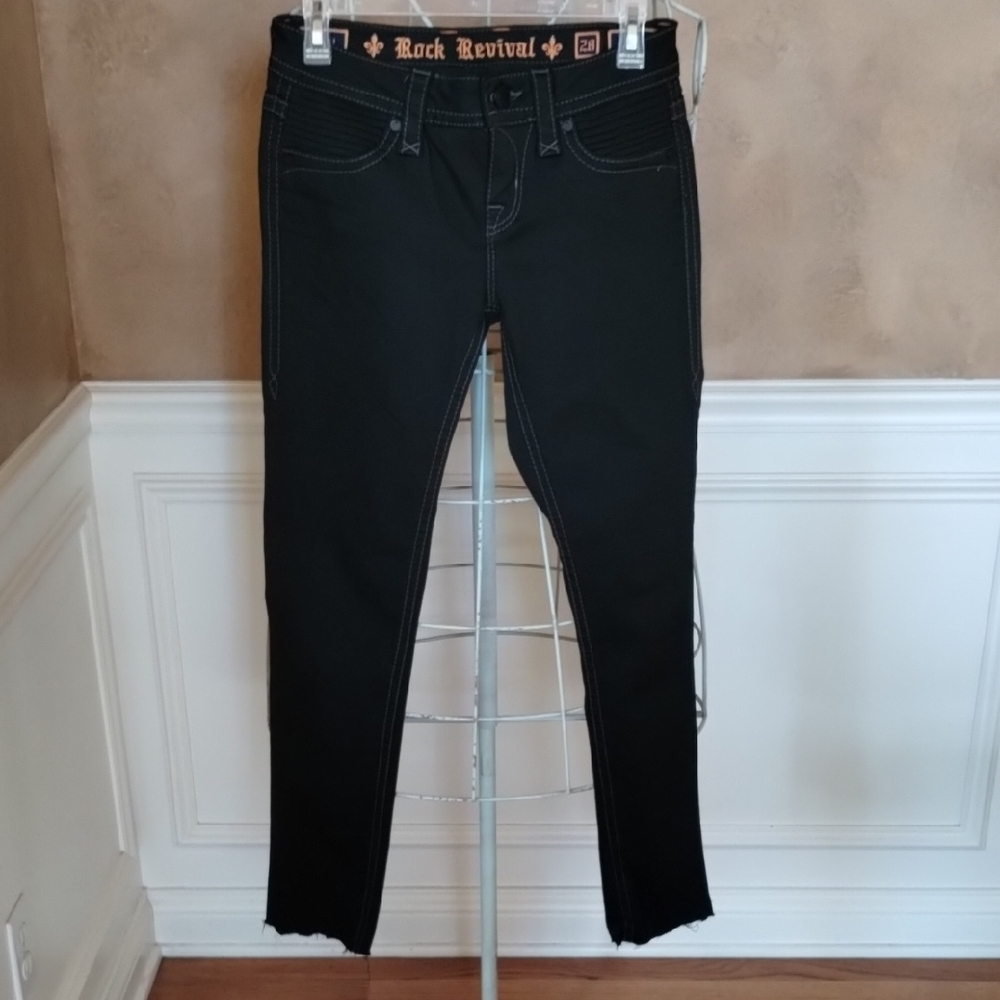 Rock Revival Black and Orange Stitch Jeans